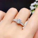 925 Sterling Silver Gold Plated Adjustable 6 Prong Ring Setting For 6.5mm (1ct) Round Moissanite