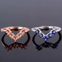 925 Sterling Silver Gold Plated Cluster Ring Setting for 5-Stone 3mm Round Gemstones