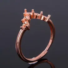 925 Sterling Silver Gold Plated Cluster Ring Setting for 5-Stone 3mm Round Gemstones