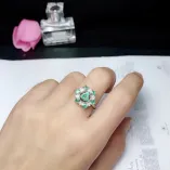 925 Sterling Silver Gold-Plated Cluster Ring Setting for 9 Round 3x3mm Cabochon Jade & Colored Gemstone