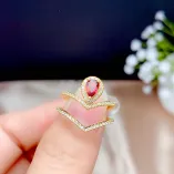925 Sterling Silver Gold Plated Convertible Ring Setting For 4x6mm Pear-Shaped Ruby/Emerald