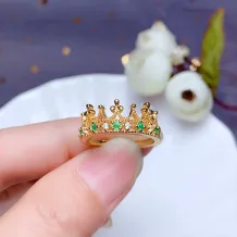 925 Sterling Silver Gold Plated Crown Cluster Ring Setting For 2x2mm Round Colored Gemstones (5-Stone DIY Kit)