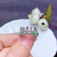 925 Sterling Silver Gold Plated Crown Cluster Ring Setting For 2x2mm Round Colored Gemstones (5-Stone DIY Kit)