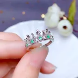 925 Sterling Silver Gold Plated Crown Cluster Ring Setting For 2x2mm Round Colored Gemstones (5-Stone DIY Kit)