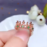 925 Sterling Silver Gold Plated Crown Cluster Ring Setting For 2x2mm Round Colored Gemstones (5-Stone DIY Kit)