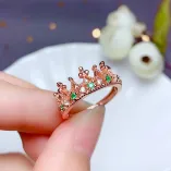 925 Sterling Silver Gold Plated Crown Cluster Ring Setting For 2x2mm Round Colored Gemstones (5-Stone DIY Kit)