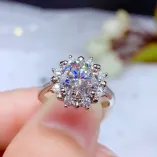 925 Sterling Silver Gold-Plated Double Halo Ring Setting For 6.5mm Round Moissanite/Colored Gemstones