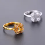 925 Sterling Silver Gold-Plated Fashion Luxury Ring Setting for 4x4mm Square Cubic Zirconia (CZ)