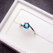 925 Sterling Silver Gold Plated For 6mm Round Blue Topaz