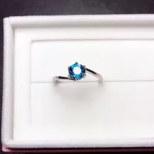 925 Sterling Silver Gold Plated For 6mm Round Blue Topaz