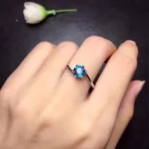 925 Sterling Silver Gold Plated For 6mm Round Blue Topaz
