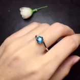 925 Sterling Silver Gold Plated For 6mm Round Blue Topaz