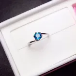 925 Sterling Silver Gold Plated For 6mm Round Blue Topaz