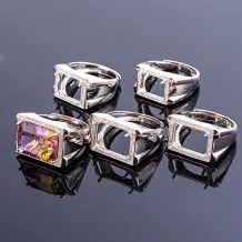 925 Sterling Silver Gold Plated For Rectangle 9x11 10x12 10x14 11x15 12x16mm Colored Gems