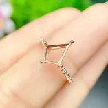 925 Sterling Silver Gold Plated For Rhombus 7x10mm Gemstone Ring Setting