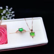 925 Sterling Silver Gold-Plated Fox Design Jewelry Set (Ring &amp; Pendant Settings) for 6x8 7x9mm Oval Gemstones