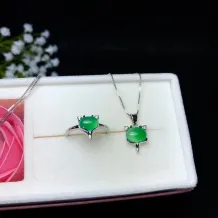 925 Sterling Silver Gold-Plated Fox Design Jewelry Set (Ring &amp; Pendant Settings) for 6x8 7x9mm Oval Gemstones