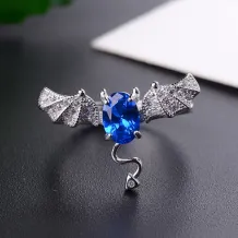 925 Sterling Silver Gold-Plated Gothic Demon Ring Setting for 5x7mm Oval Moonstone/Topaz