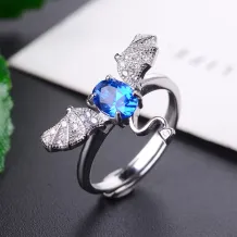 925 Sterling Silver Gold-Plated Gothic Demon Ring Setting for 5x7mm Oval Moonstone/Topaz