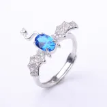 925 Sterling Silver Gold-Plated Gothic Demon Ring Setting for 5x7mm Oval Moonstone/Topaz
