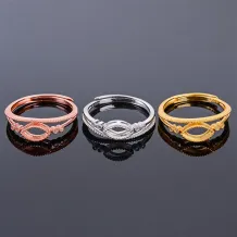 925 Sterling Silver Gold-Plated Halo Ring Setting for Marquise-Cut 3.7x7/4x8mm Tourmaline/Jadeite