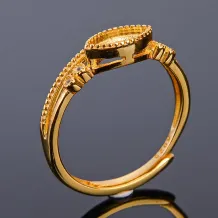 925 Sterling Silver Gold-Plated Halo Ring Setting for Marquise-Cut 3.7x7/4x8mm Tourmaline/Jadeite