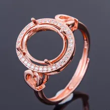 925 Sterling Silver Gold Plated Halo Ring Setting For Oval 9x11mm Gemstones