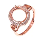 925 Sterling Silver Gold Plated Halo Ring Setting For Oval 9x11mm Gemstones