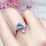 925 Sterling Silver Gold-Plated Heart Ring Setting For 6x6mm Heart-Shaped Ruby/Topaz/Crystal