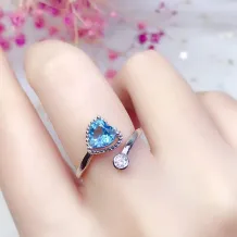 925 Sterling Silver Gold-Plated Heart Ring Setting For 6x6mm Heart-Shaped Ruby/Topaz/Crystal