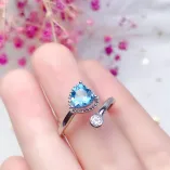 925 Sterling Silver Gold-Plated Heart Ring Setting For 6x6mm Heart-Shaped Ruby/Topaz/Crystal