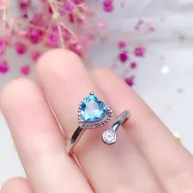 925 Sterling Silver Gold-Plated Heart Ring Setting For 6x6mm Heart-Shaped Ruby/Topaz/Crystal