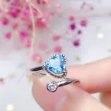 925 Sterling Silver Gold-Plated Heart Ring Setting For 6x6mm Heart-Shaped Ruby/Topaz/Crystal