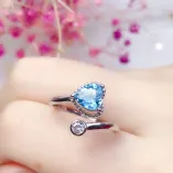925 Sterling Silver Gold-Plated Heart Ring Setting For 6x6mm Heart-Shaped Ruby/Topaz/Crystal