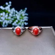 925 Sterling Silver Gold-Plated Jewelry Setting Set (Ring &amp; Pendant) for 7x9mm Oval Jade &amp; Red Agate