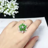 925 Sterling Silver Gold-Plated Luxury Cluster Ring & Pendant Settings for 3x5mm Oval Ruby & Sapphire (10-Stone Design)