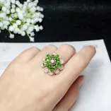 925 Sterling Silver Gold-Plated Luxury Cluster Ring & Pendant Settings for 3x5mm Oval Ruby & Sapphire (10-Stone Design)