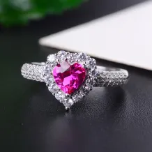 925 Sterling Silver Gold-Plated Luxury Cz 4-Prong Ring Setting For 6x6mm Heart-Shaped Stones