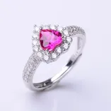 925 Sterling Silver Gold-Plated Luxury Cz 4-Prong Ring Setting For 6x6mm Heart-Shaped Stones