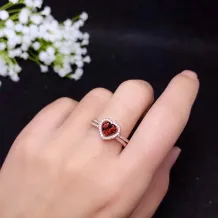 925 Sterling Silver Gold-Plated Luxury Heart-Shaped Ring Setting for 6x6mm Jade &amp; Tourmaline (Unset)