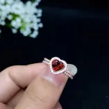 925 Sterling Silver Gold-Plated Luxury Heart-Shaped Ring Setting for 6x6mm Jade & Tourmaline (Unset)