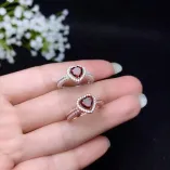 925 Sterling Silver Gold-Plated Luxury Heart-Shaped Ring Setting for 6x6mm Jade & Tourmaline (Unset)