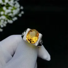 925 Sterling Silver Gold-Plated Men's Ring Setting for 10x12mm Oval Sapphire Cabochon