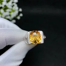 925 Sterling Silver Gold-Plated Men's Ring Setting for 10x12mm Oval Sapphire Cabochon