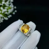 925 Sterling Silver Gold-Plated Men's Ring Setting for 10x12mm Oval Sapphire Cabochon