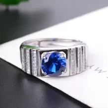 925 Sterling Silver Gold-Plated Men's Ring Setting for 6/7/8mm Round Jade Cabochon