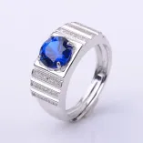 925 Sterling Silver Gold-Plated Men's Ring Setting for 6/7/8mm Round Jade Cabochon
