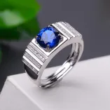 925 Sterling Silver Gold-Plated Men's Ring Setting for 6/7/8mm Round Jade Cabochon