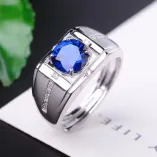 925 Sterling Silver Gold-Plated Men's Ring Setting for 6mm & 8mm Round Cabochon