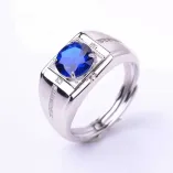 925 Sterling Silver Gold-Plated Men's Ring Setting for 6mm & 8mm Round Cabochon
